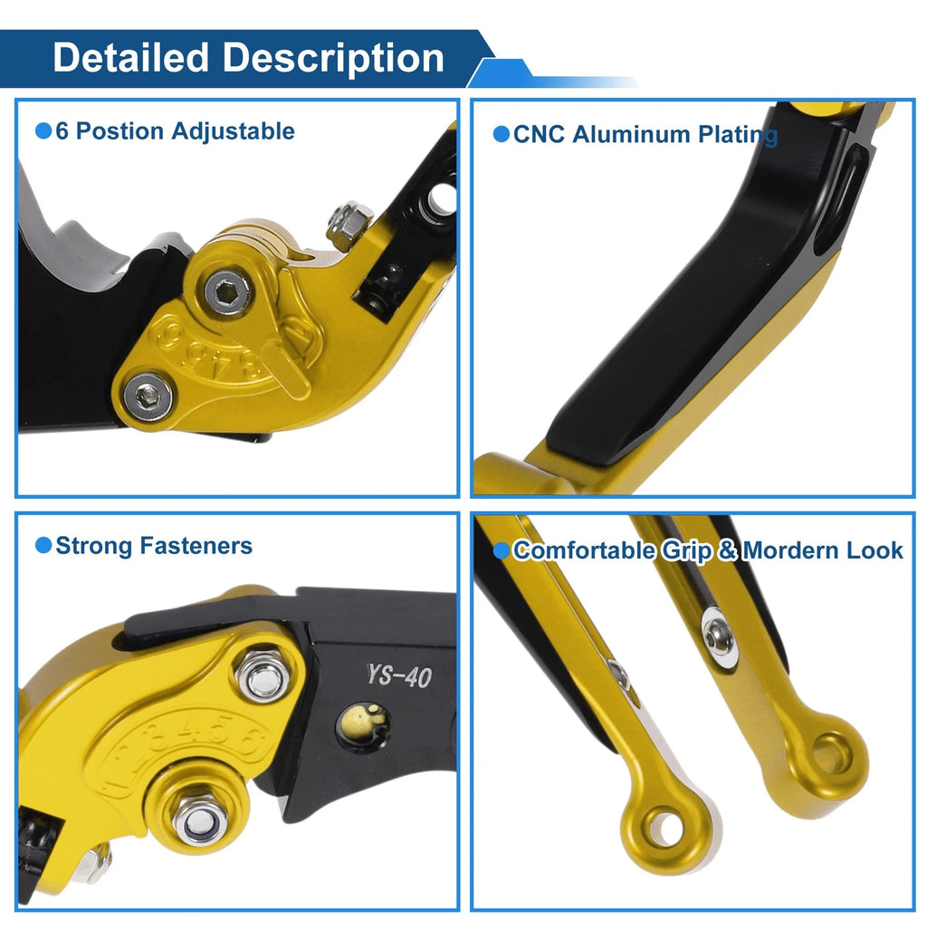 Adjustable Brake Clutch Lever for Honda CBR600RR (2003–2019) - Gold Black