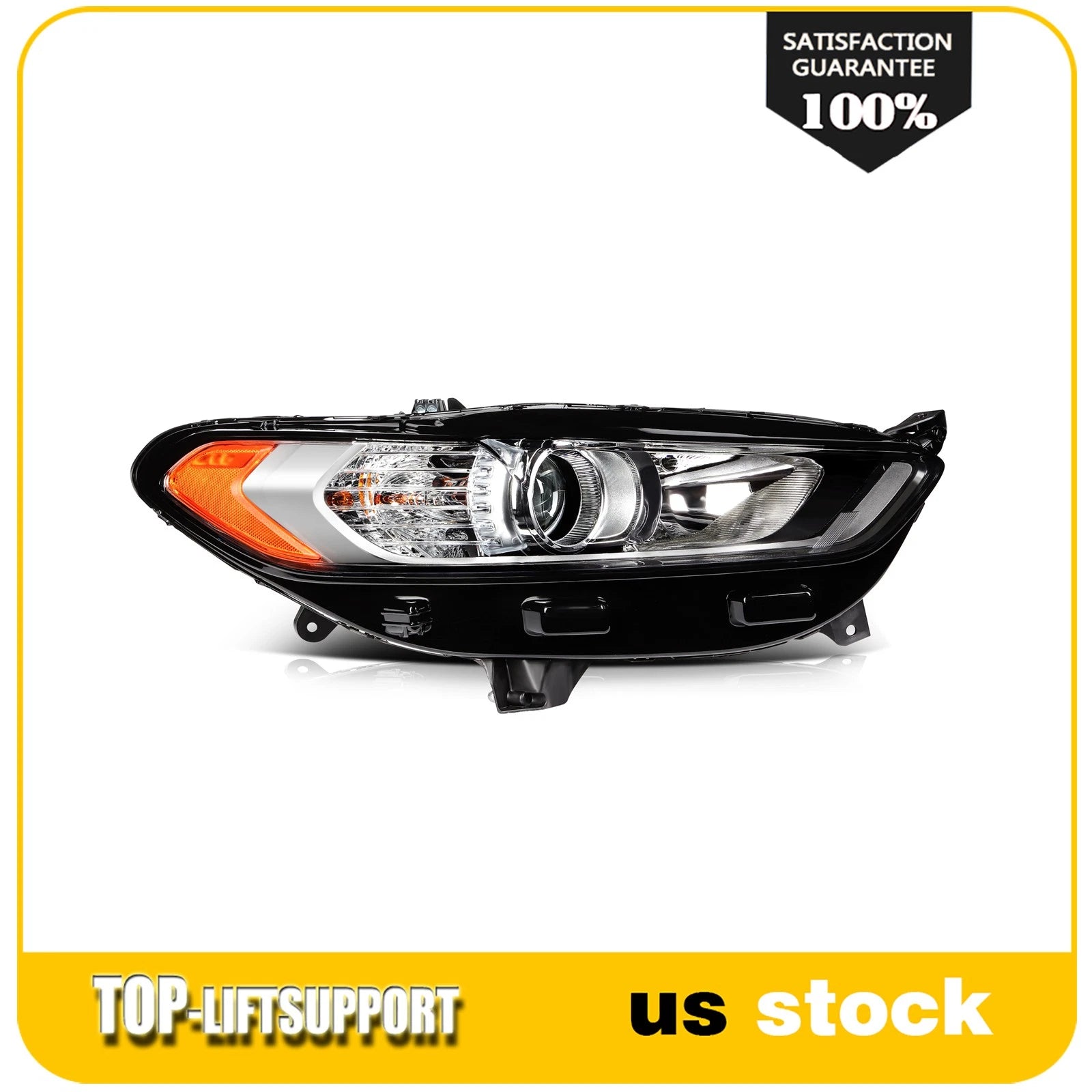 Right Passenger Side Headlight Assembly with Projector for Ford Fusion (2013–2016)