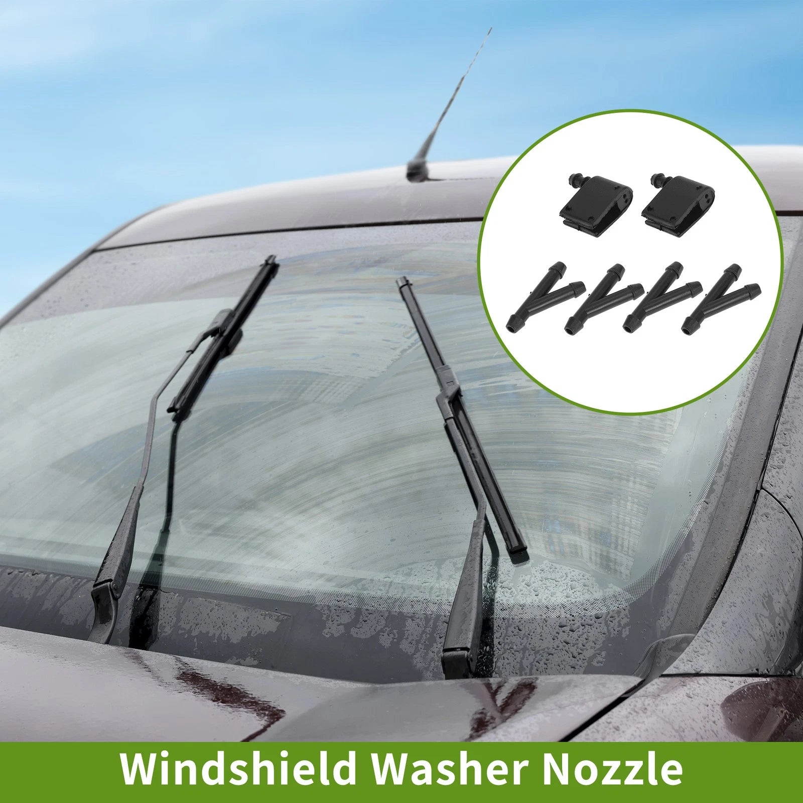 Windshield Washer Nozzle Set with Hose Connector for Mercedes-Benz (No. 2E1955985)