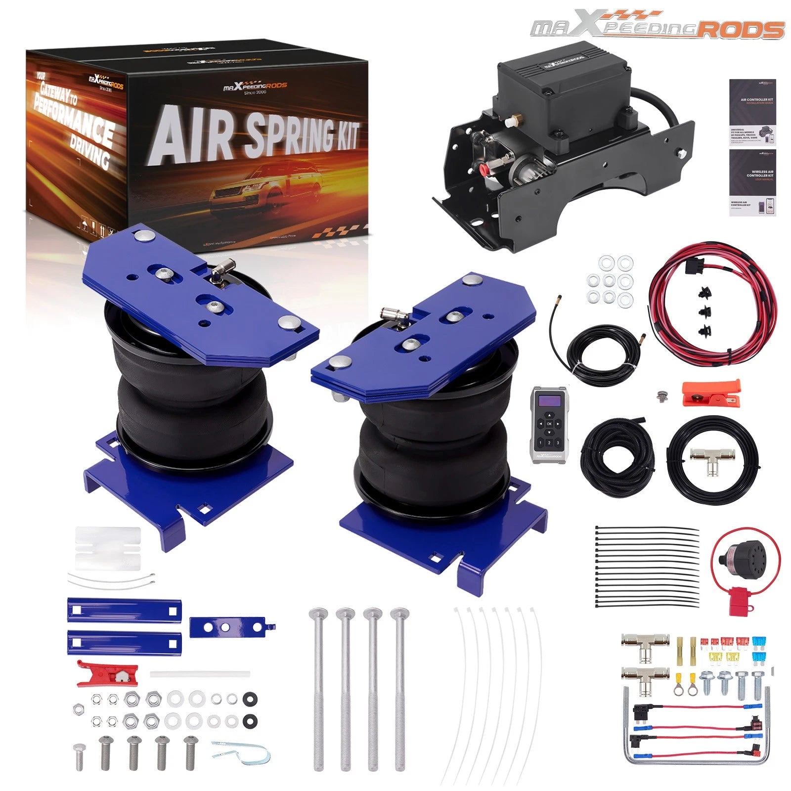 Wireless Air Shock Compressor Kit + Air Spring Kit for Ram 4500 5500 (2007-2024)