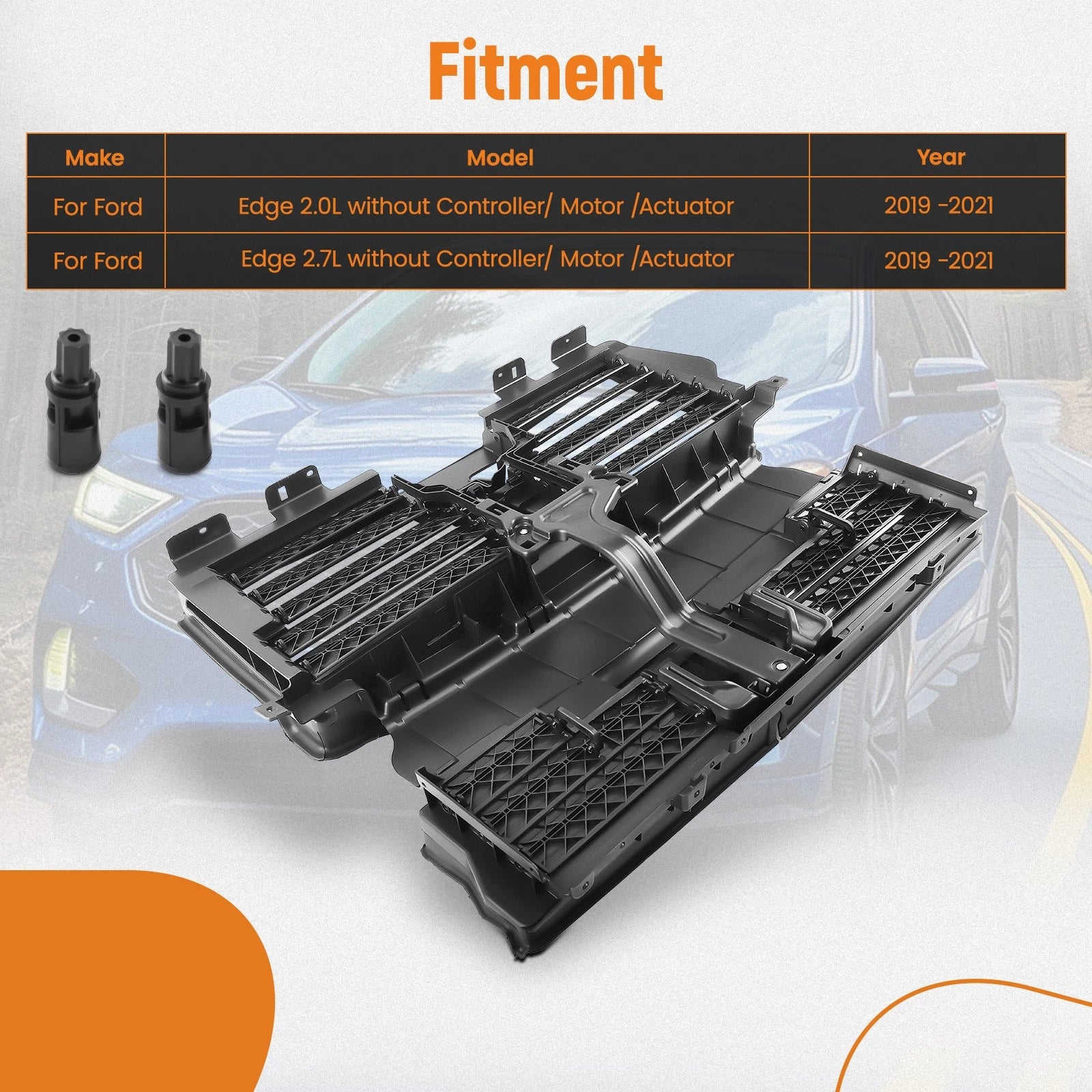 Front Active Air Shutter Grille Assembly for Ford Edge (2019–2021)