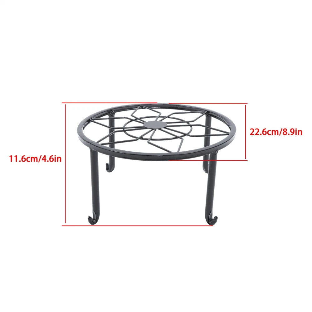 Set of 3 Metal Plant Stands for Flower Pot Heavy Duty Black Round