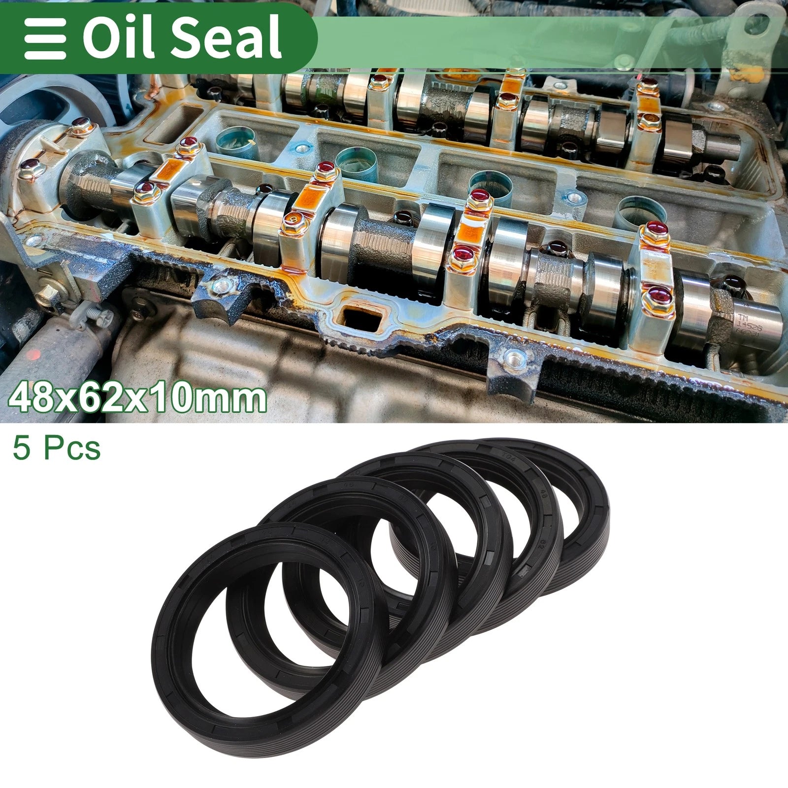 Oil Seal NBR Rubber 48x62x10mm for Various Models (5 Pcs)