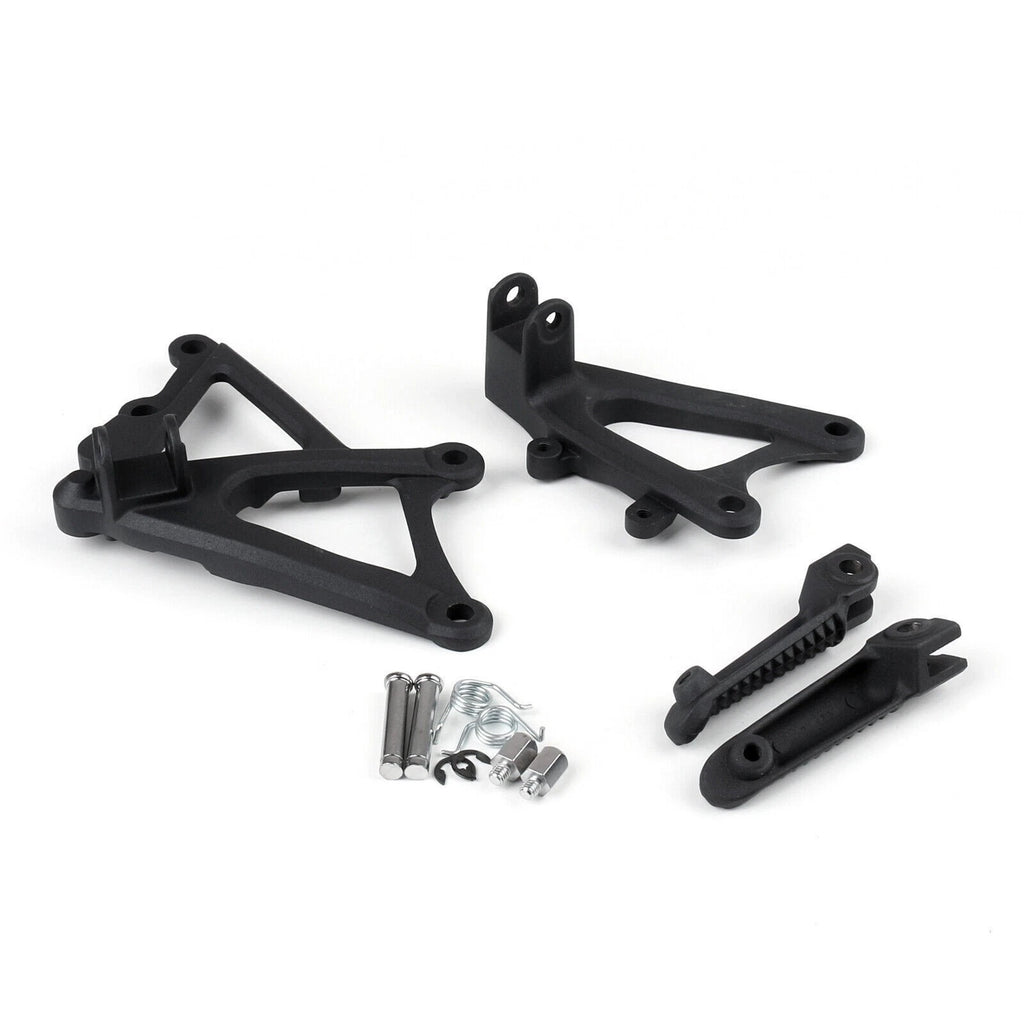 Set of 2 Front Rider Footrest Pegs Brackets for Yamaha YZF R1 (2009–2011) Black