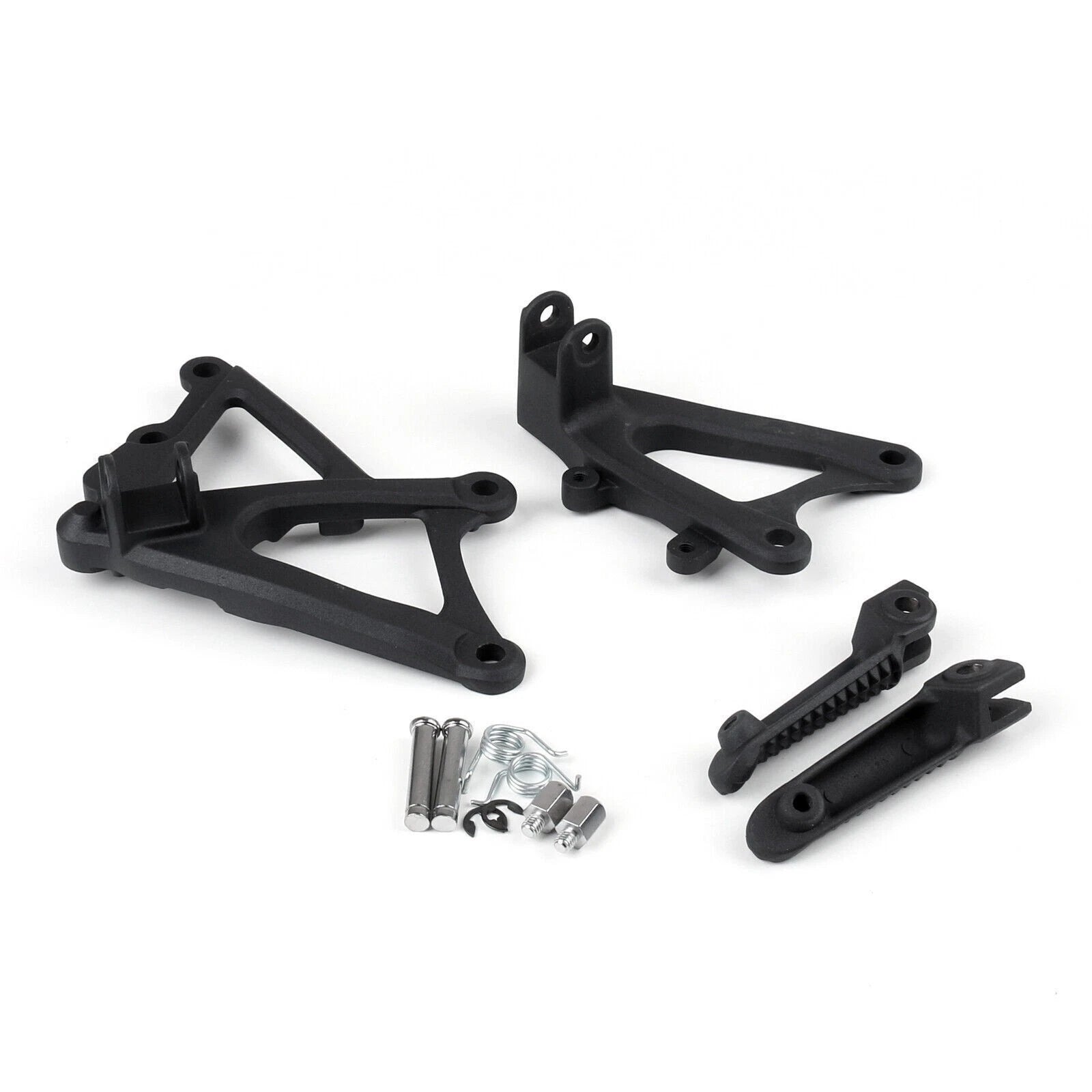 Set of 2 Front Rider Footrest Pegs Brackets for Yamaha YZF R1 (2009–2011) Black