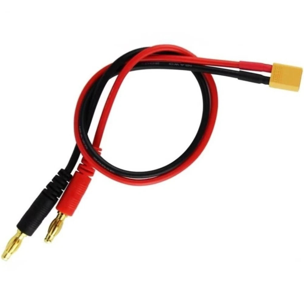 Set of 2 XT30 to 4.0mm Banana Charging Cables 30cm 16AWG for RC