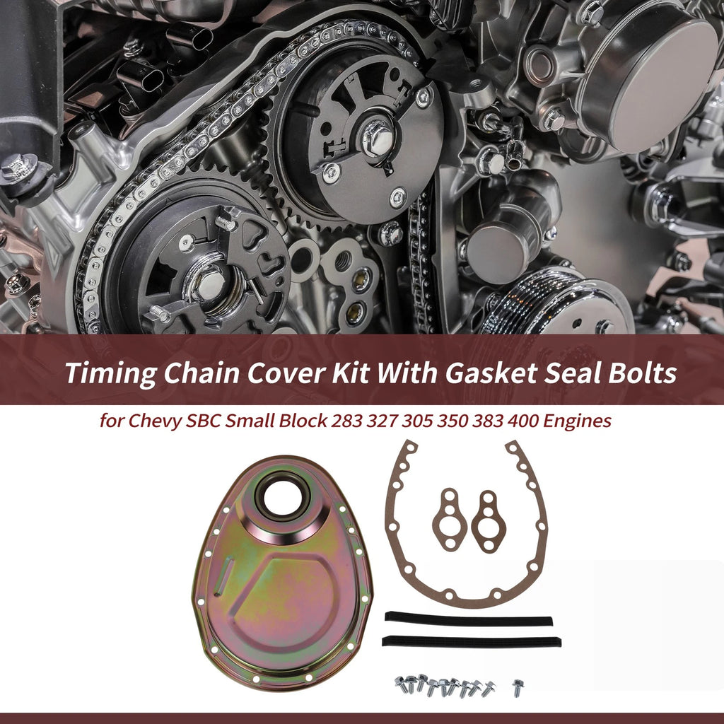 Timing Chain Cover Kit with Gasket Seal Bolts for Chevy SBC 283 (1964–1980)