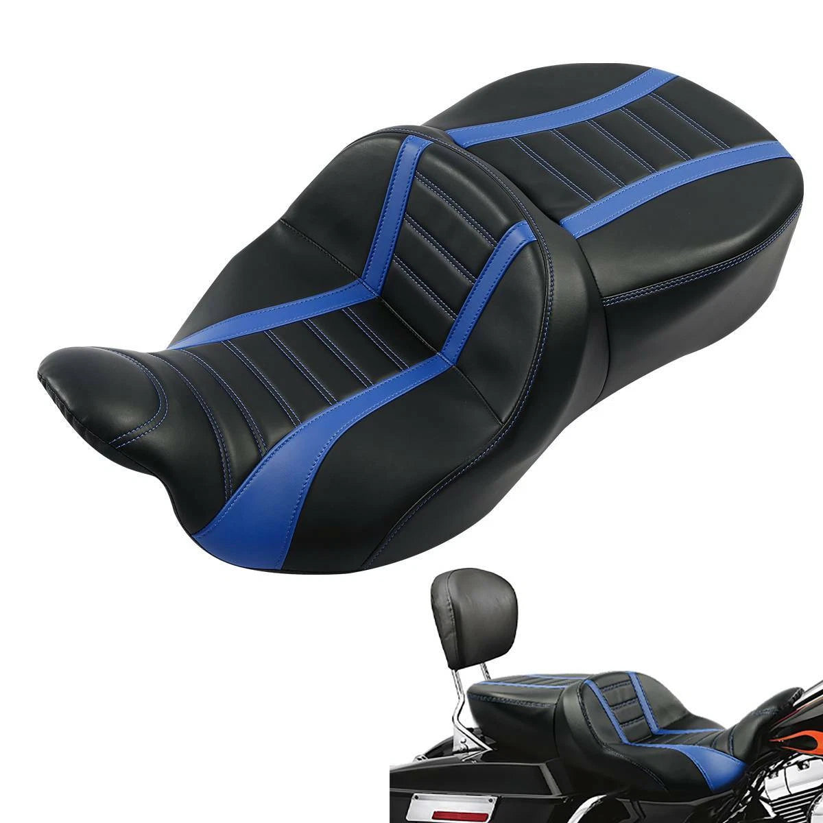 Driver & Passenger Seat for Harley Touring Street Road Glide (2009–2023) Blue