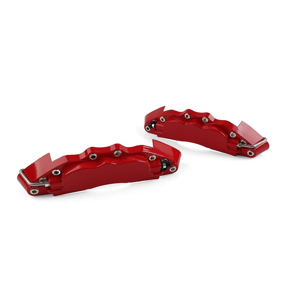 2X Metal Style Disc Brake Caliper Covers for Universal Fit (Red)