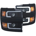 Black Clear Lens Headlights w Switchback for 2015–2019 Chevy Silverado 2500HD