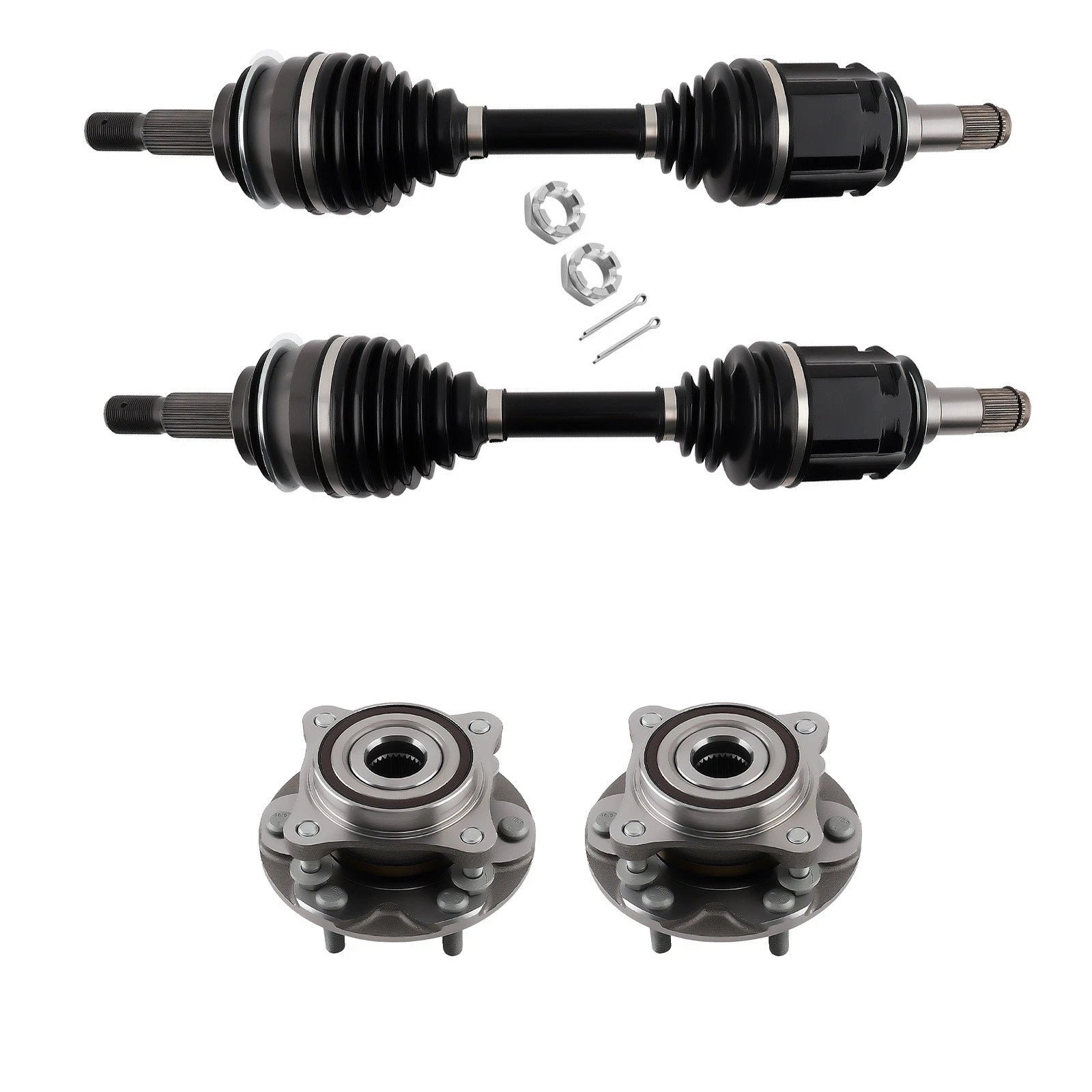 Front Left + Right CV Axle Shaft & Wheel Hub Bearing for Lexus GX460 (2010–2023)