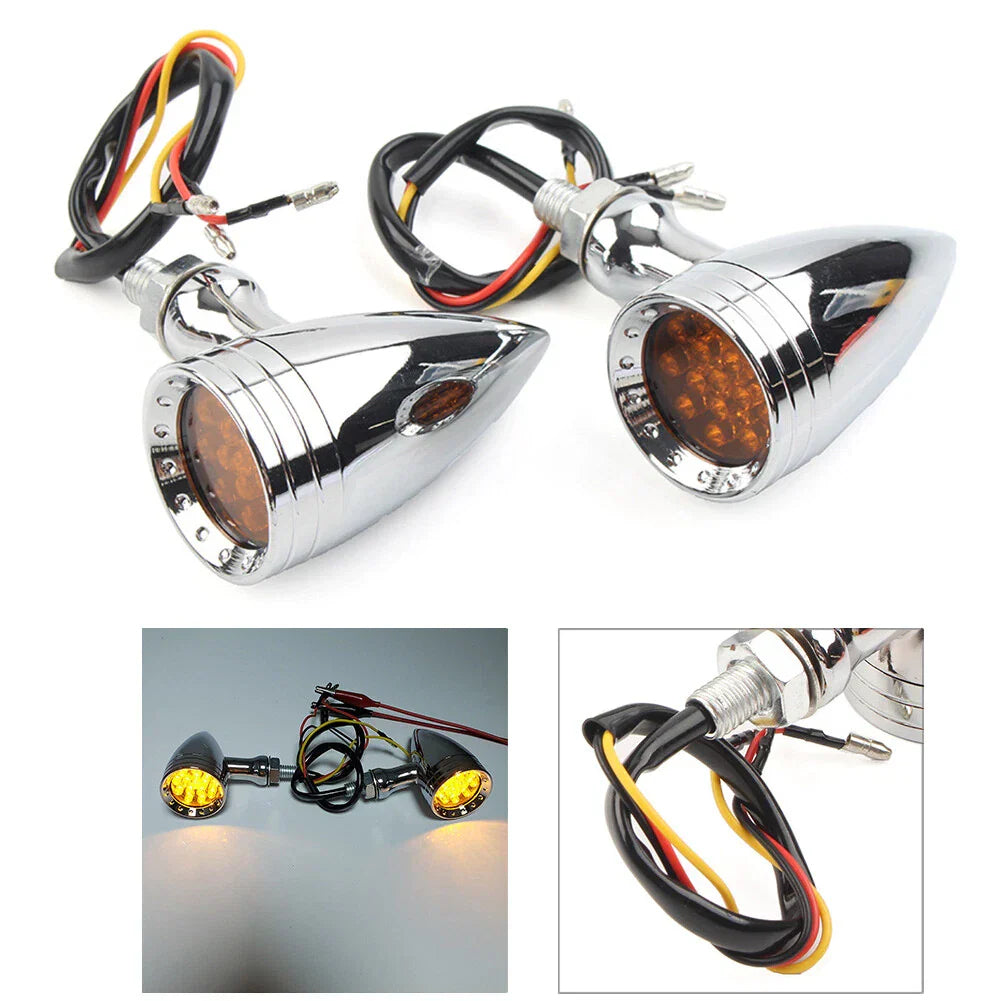 Chrome Motorcycle LED Brake Blinker Tail Lights for Harley