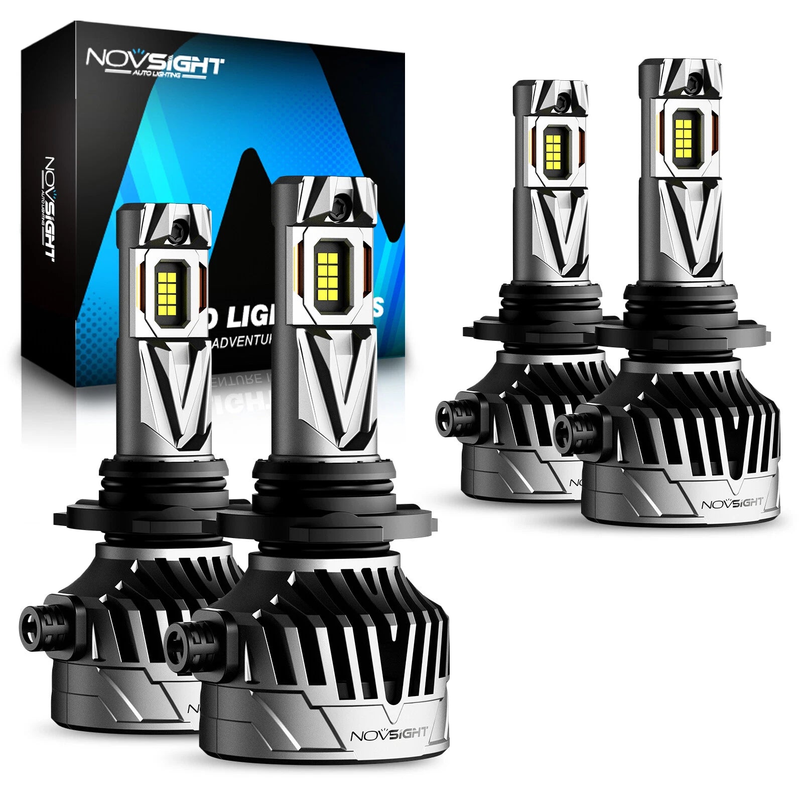 2X 9005/HB3 + 9006/HB4 LED Headlight Bulbs Kit for Vehicles