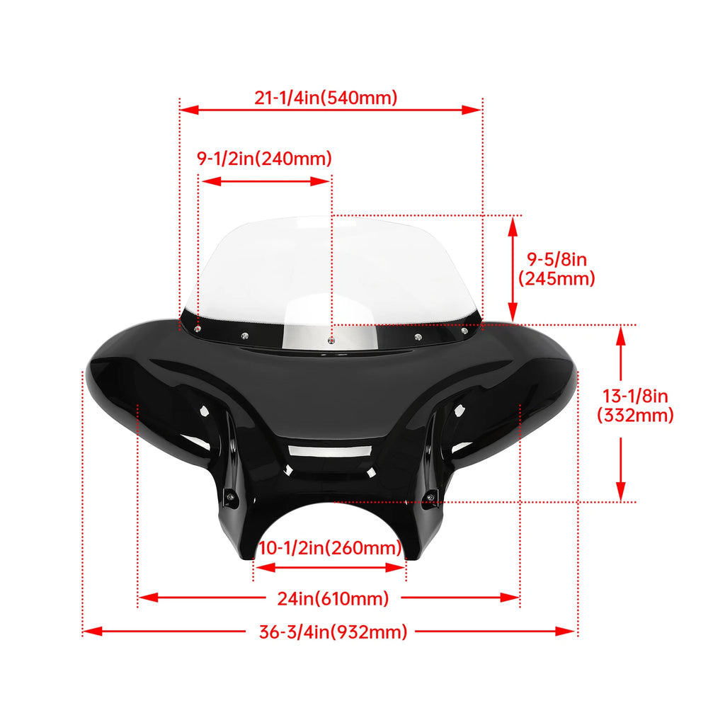 Front Batwing Fairing Windshield for Harley Yamaha Honda Motorcycle (ABS)