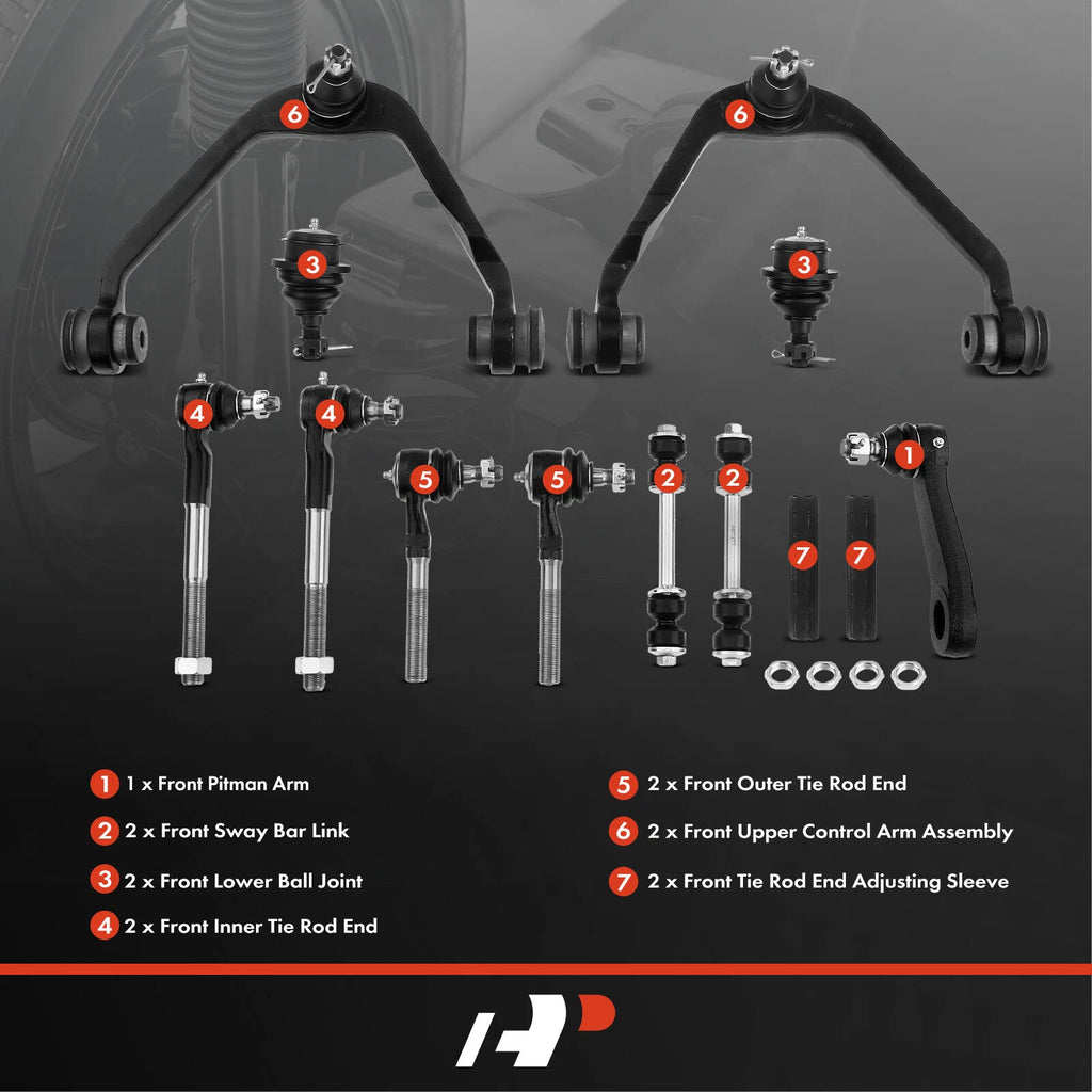 Set of 13 Front Control Arm Sway Bar Tie Rods for Ford F-150 F-250 (1997–2003)