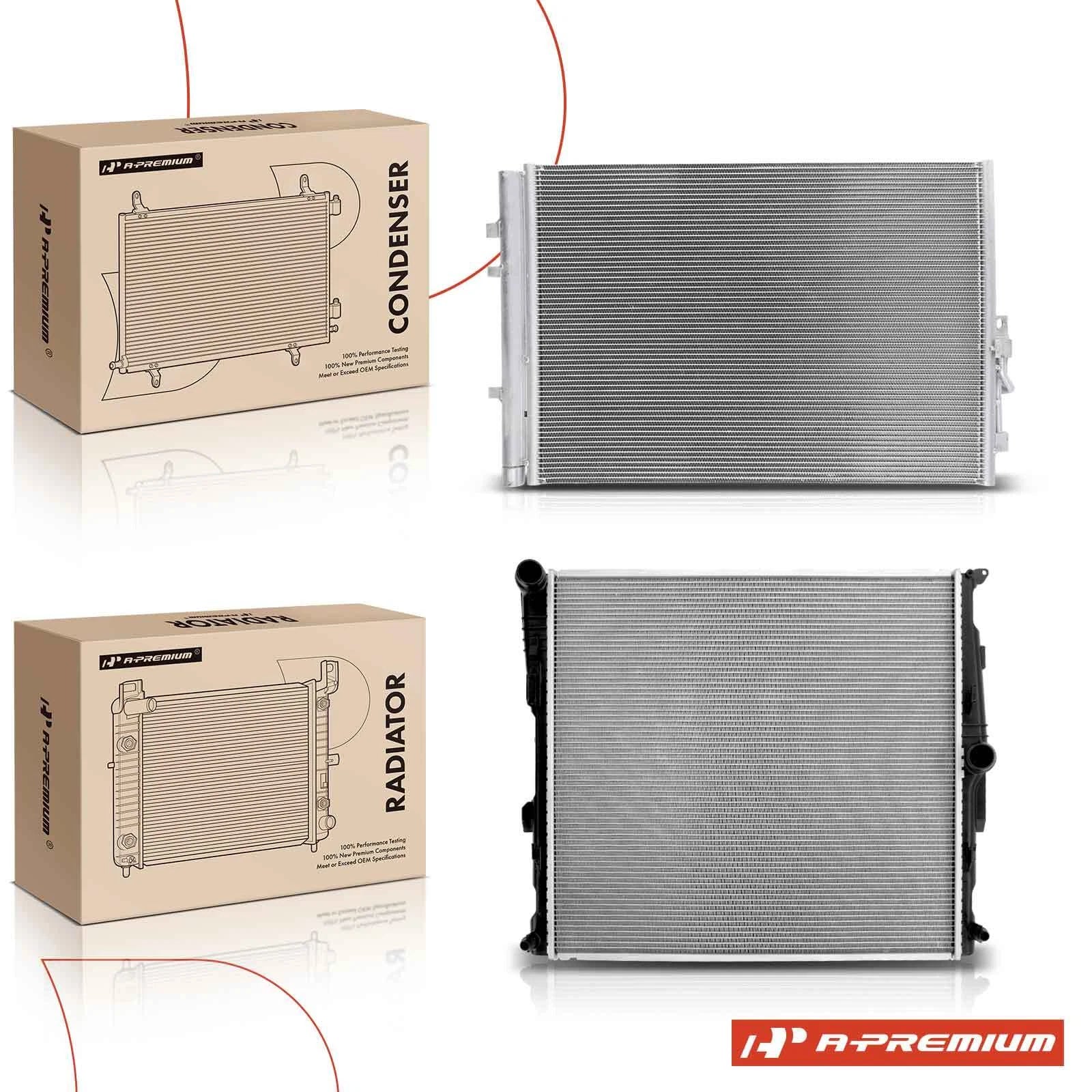 2X Radiator & AC Condenser with Bracket for BMW X3 (2011–2012)