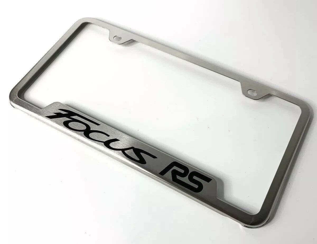 Brushed License Plate Frame with Laser Engraved Emblem for Ford Focus RS (2016–2018)