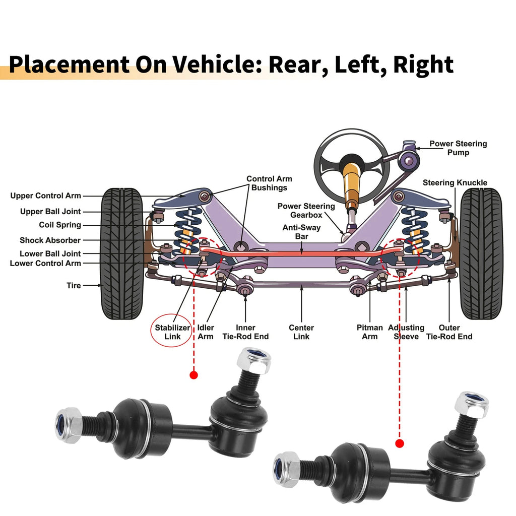 2X Rear Stabiliser Sway Bar Link for Hyundai Santa Fe XL (2013–2019) No.K750603