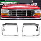 Set of 2 Chrome Headlight Trim Bezels for Ford Bronco F150