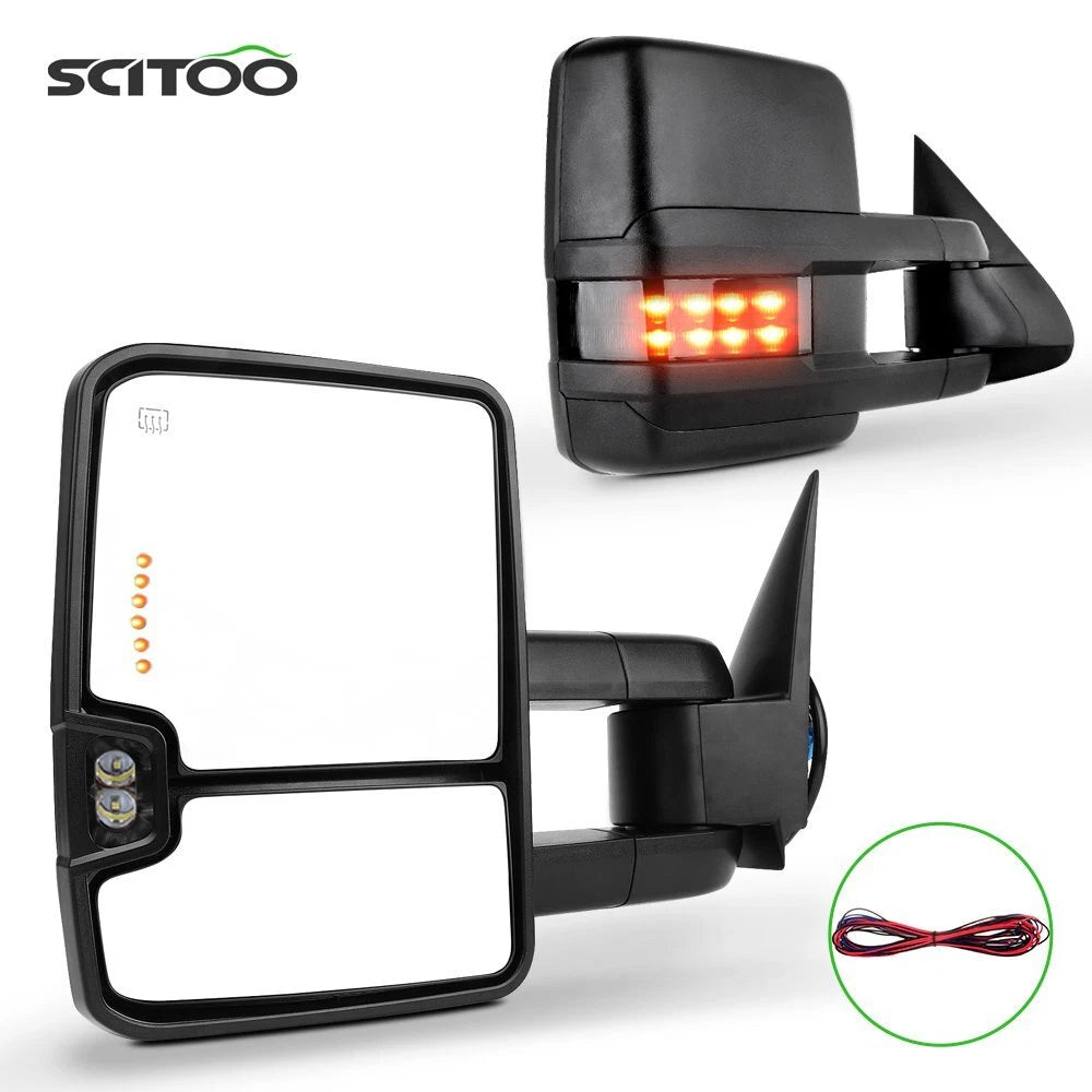 Pair of Power Heated LED Signal Tow Mirrors for Chevy Silverado GMC Sierra (1999–2002)