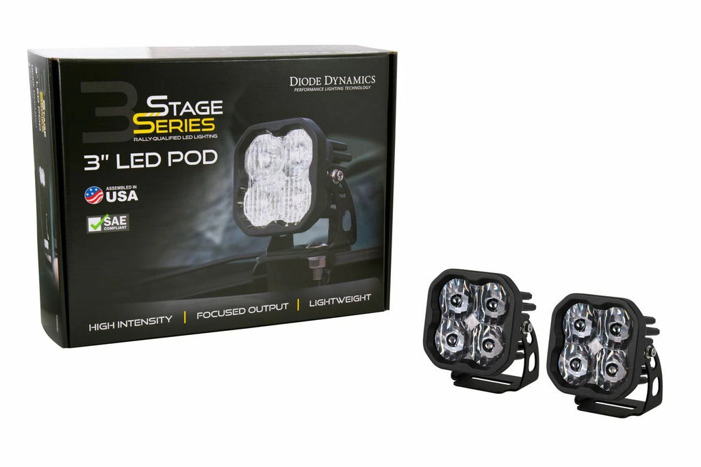 LED Pod Lights White Sport SAE DOT ABL for Diode Dynamics SS3 Stage 3 (2019–2024)
