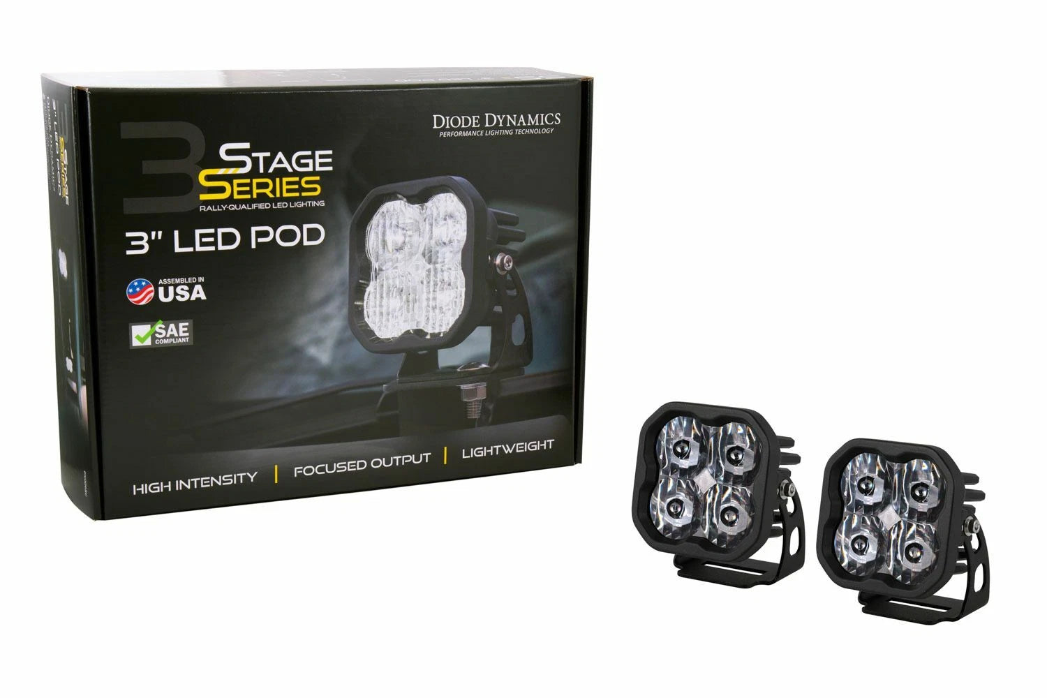 LED Pod Lights White Sport SAE DOT ABL for Diode Dynamics SS3 Stage 3 (2019–2024)