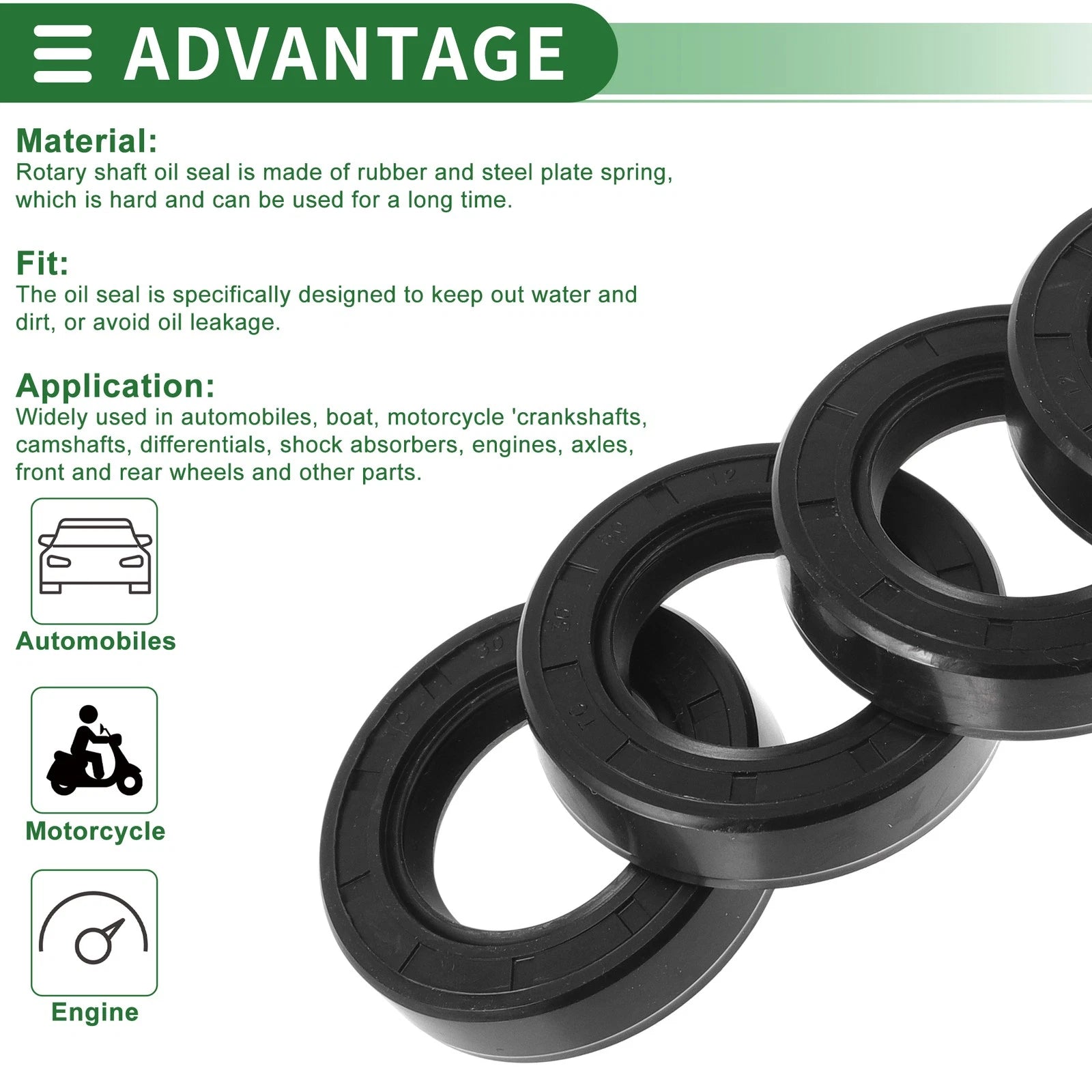 Set of 5 Oil Seal Rotary Shaft Seal NBR Rubber 30x50x12mm