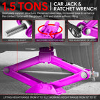 Hydraulic Scissor Jack 10-15in 3306lbs Capacity with Ratchet Wrench