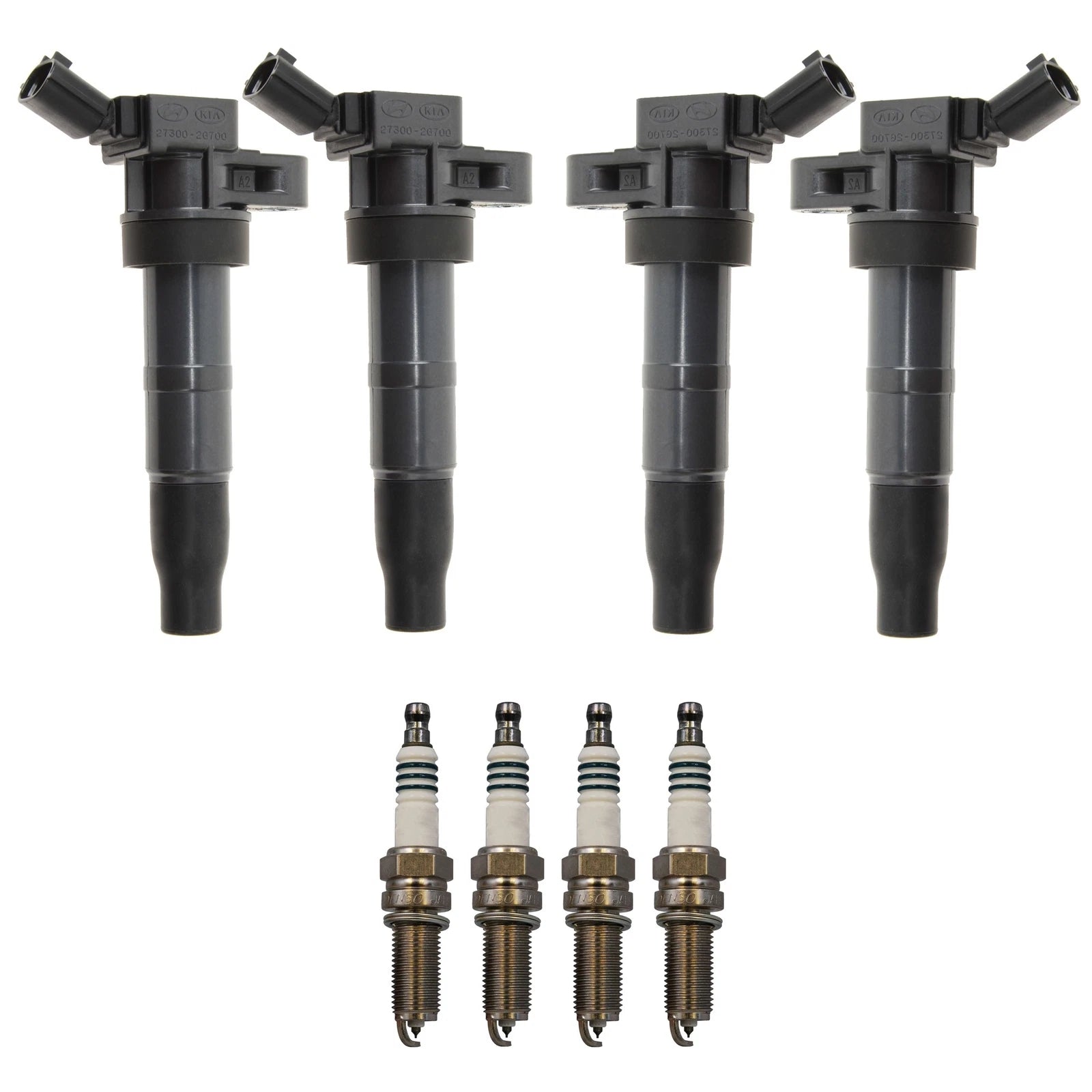 Set of 4 Ignition Coils & Iridium Spark Plugs for Hyundai Kia 2.0L
