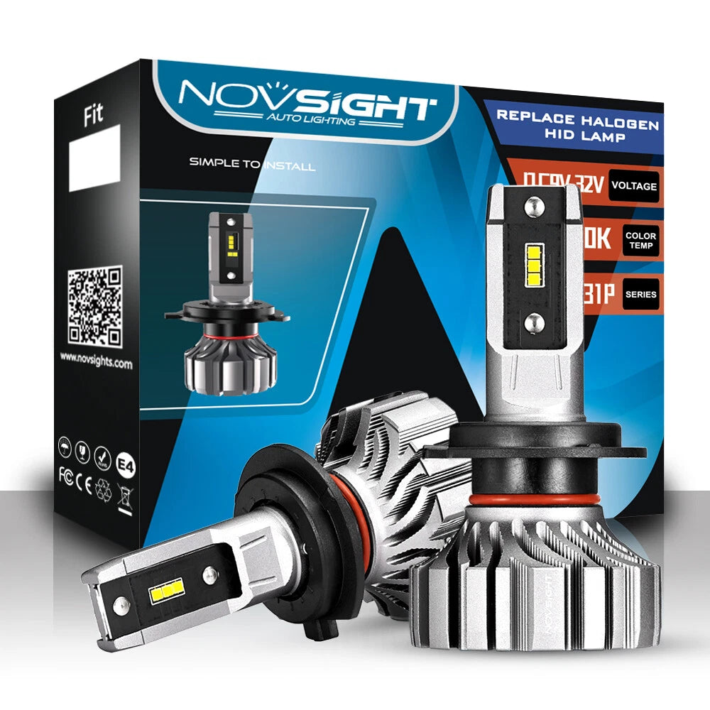 2X H7 8000LM 50W LED Headlight Bulbs Kit for Car (6500K)