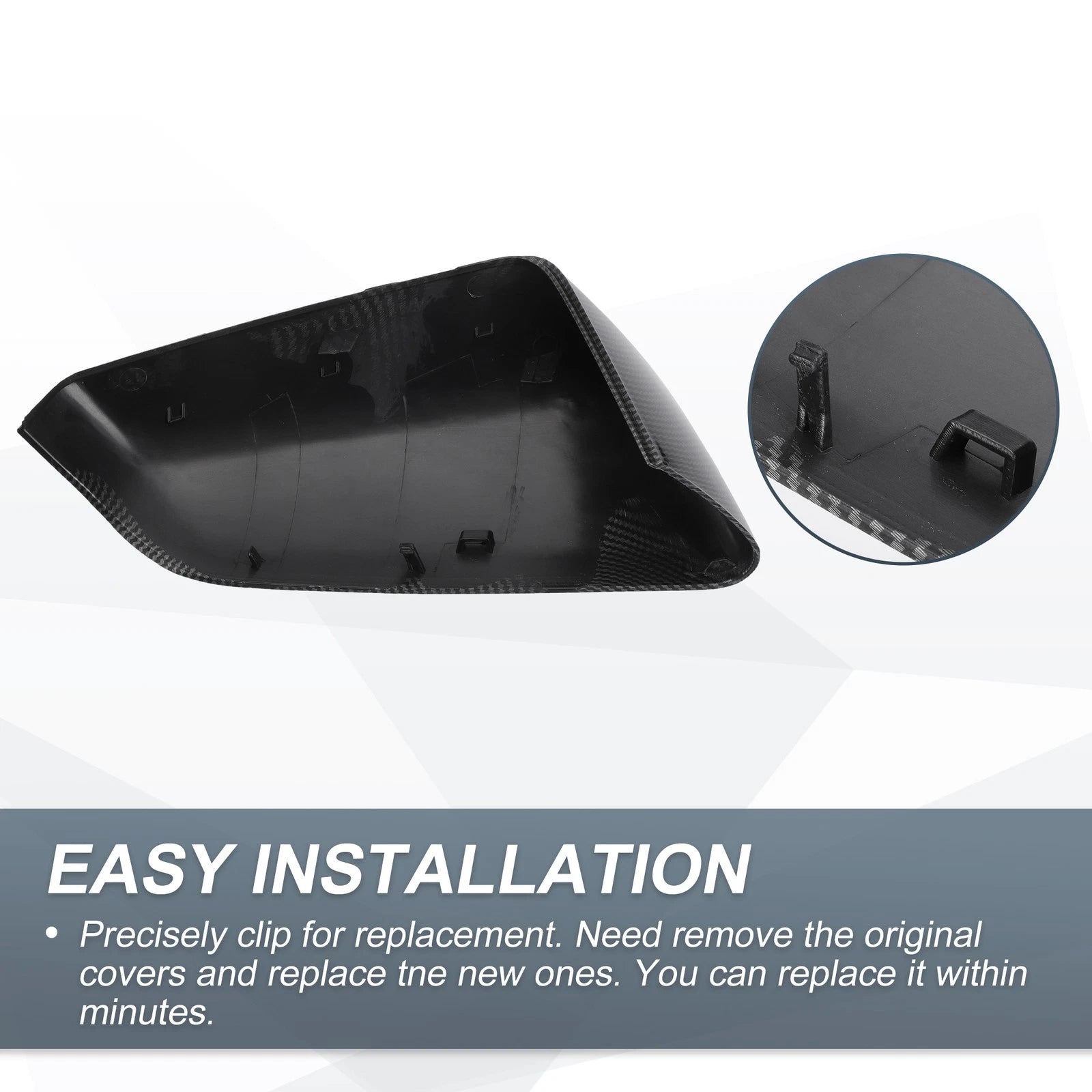 Set of 2 Rearview Mirror Cover Caps Black Carbon Fiber for Chevy Equinox (2010–2017)