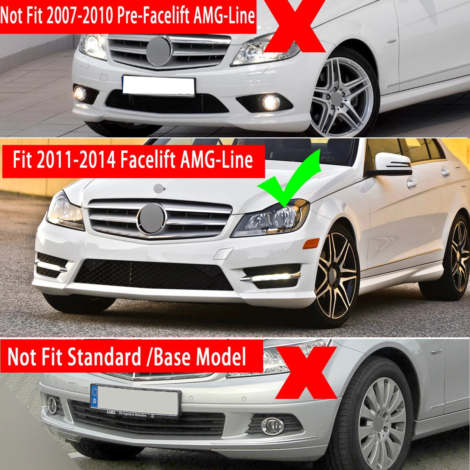 LED Fog Lights for Mercedes W204 C-Class (2012–2014) - 1 Pair