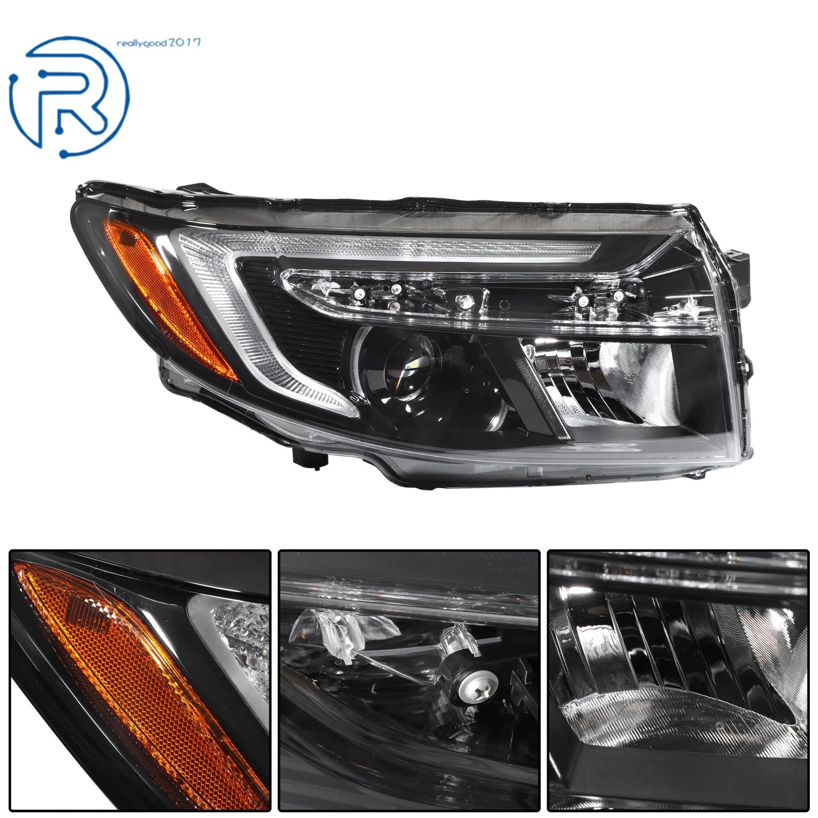 Set of 2 Black Headlights w/LED DRL for Honda Passport/Ridgeline (2022–2025)