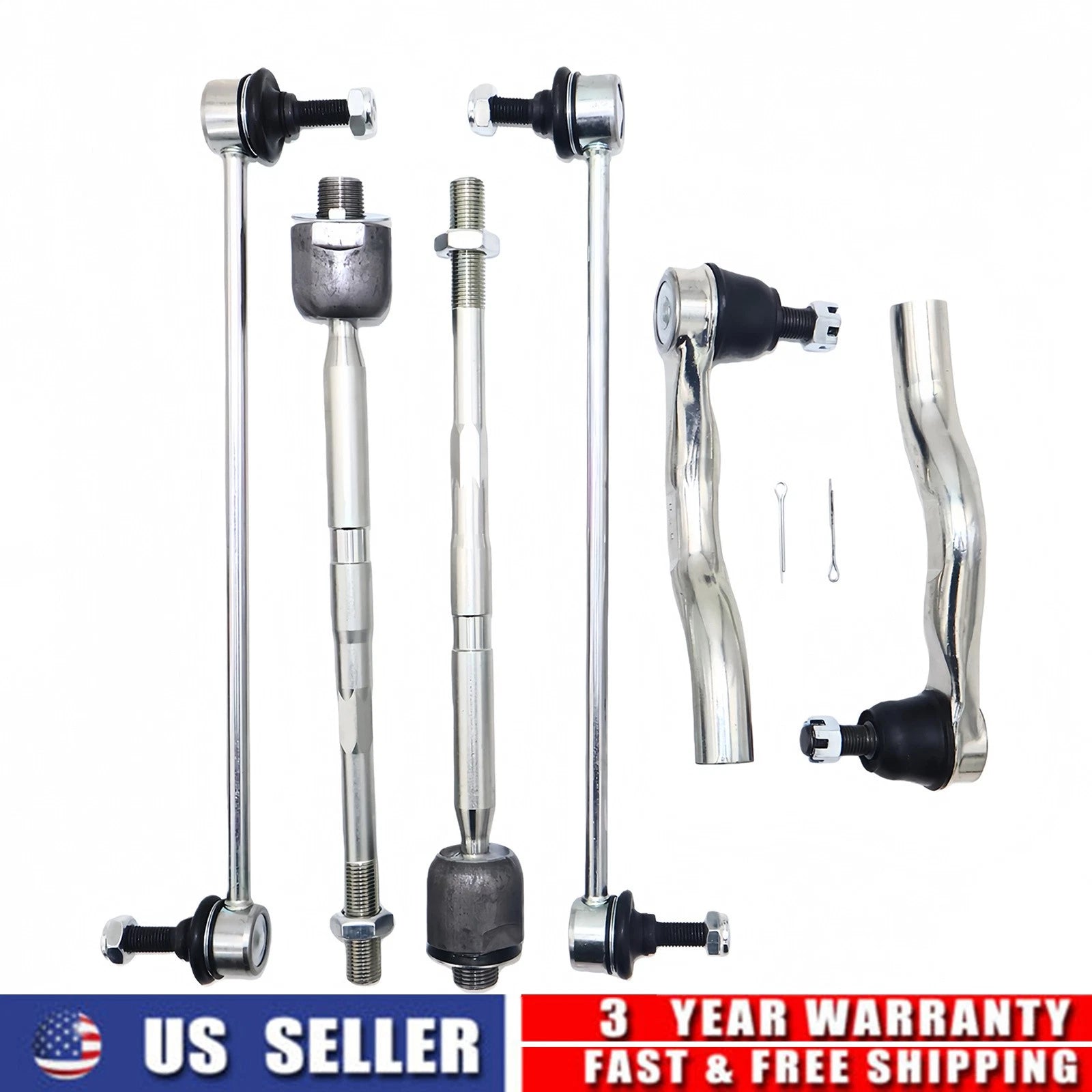 Set of 6 Tie Rod Ends & Sway Bar End Link for Honda CR-V (2017–2022)
