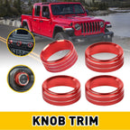 Red Air Conditioner Headlight Knob Trim Ring for Jeep Wrangler JL (2018–2023)