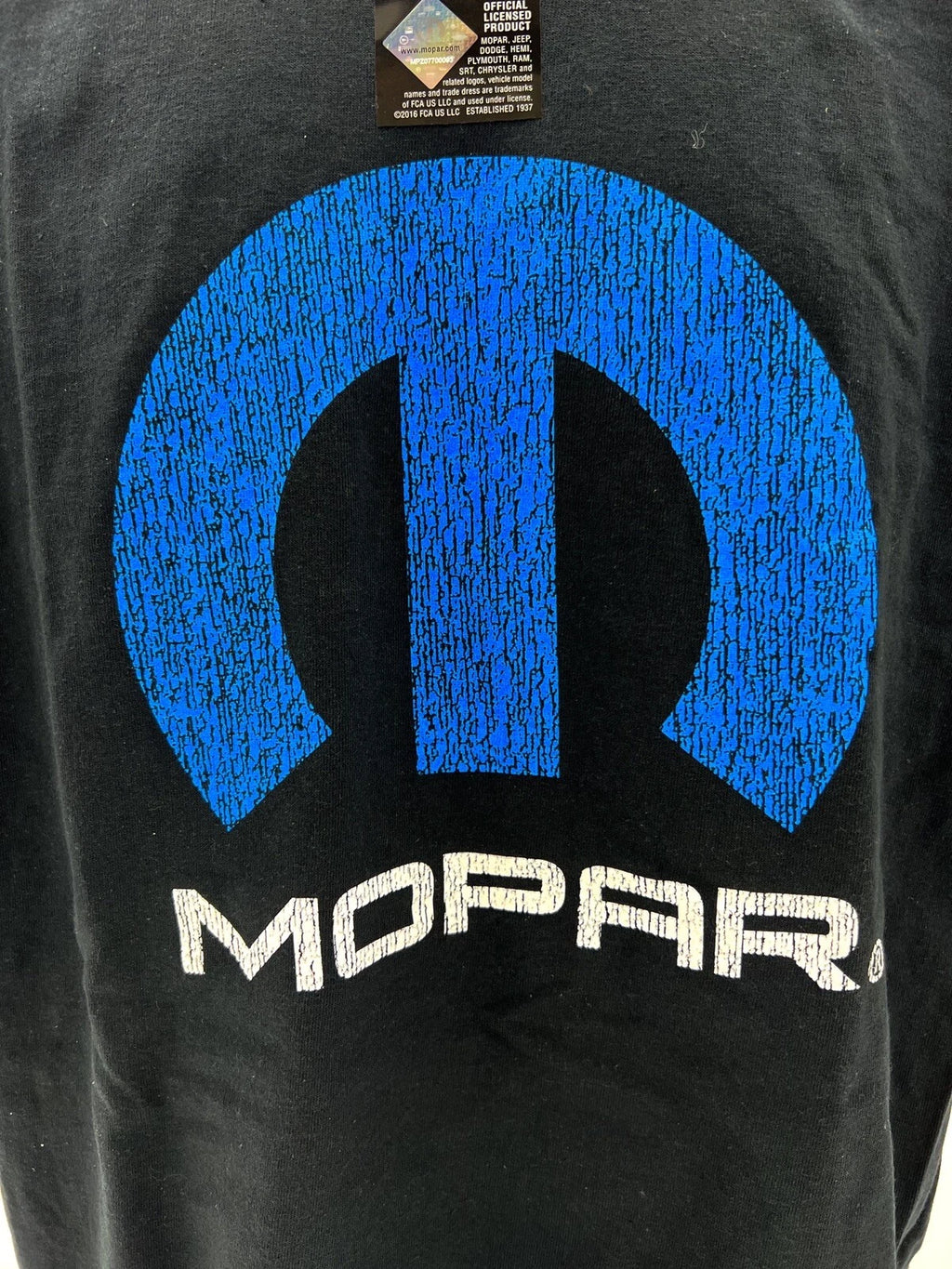 MOPAR T-Shirt Black with Blue and White Logo Emblem for Unisex (Universal)