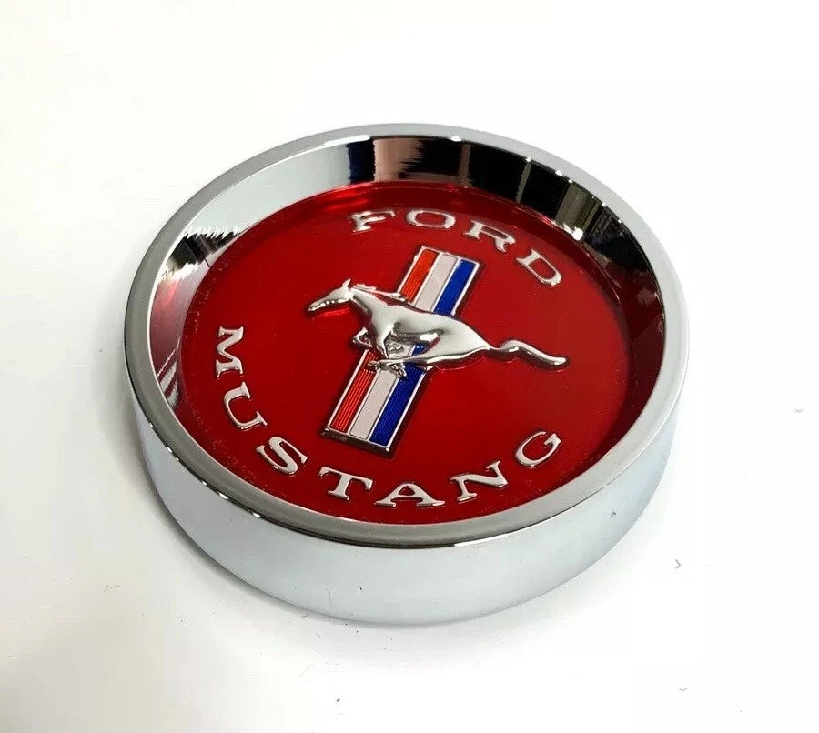 Center Caps Tri-Bar Pony Red Set for 1965–1966 Ford Mustang