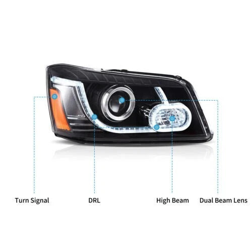 2X LED DRL Halo Headlights for Toyota Highlander (2001–2007)