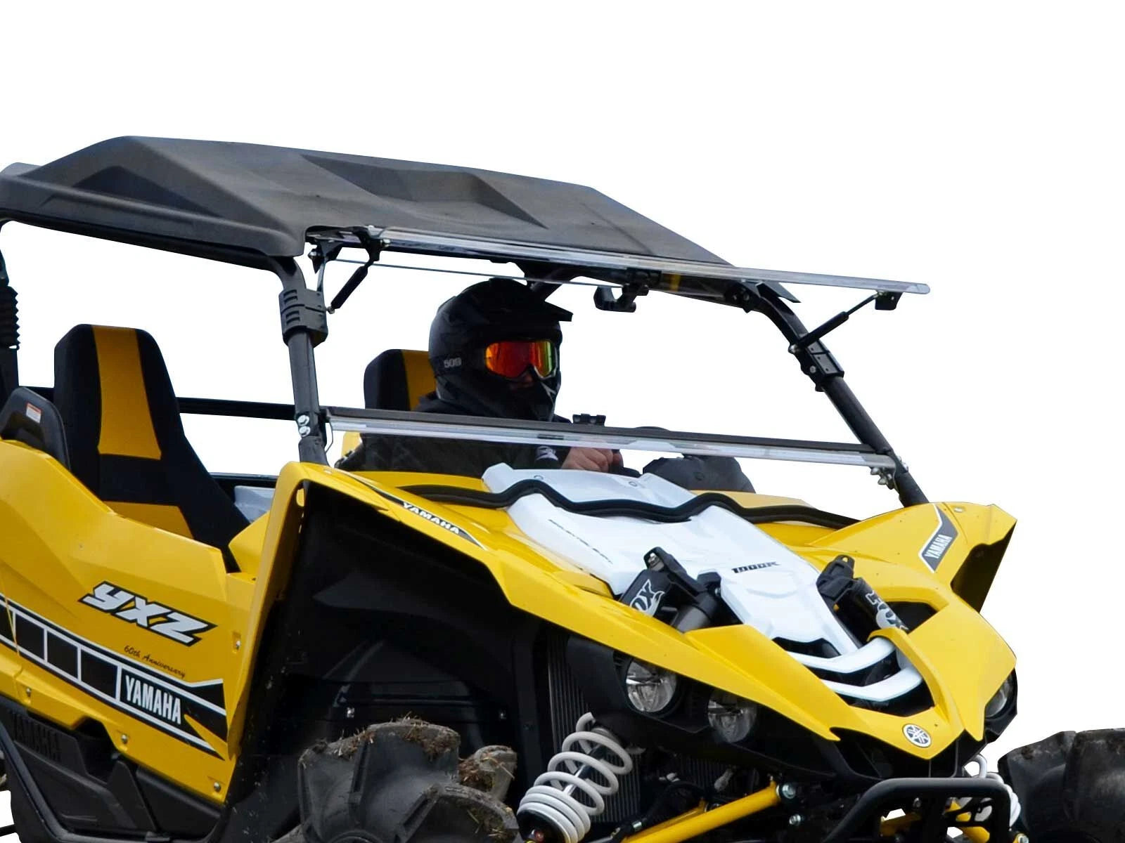 SuperATV Heavy Duty Scratch Resistant Flip Windshield for Yamaha YXZ (2016–2018)