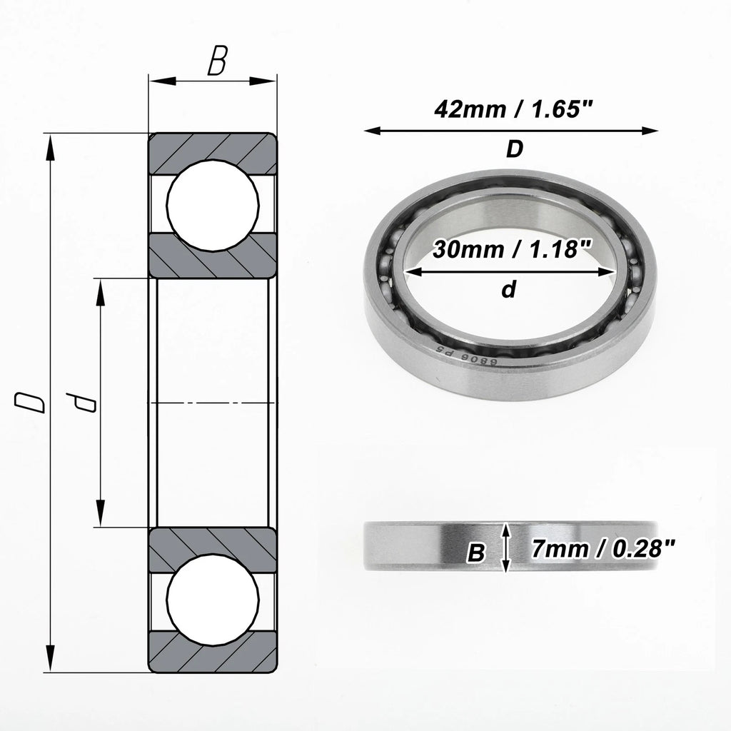 Deep Groove Ball Bearing P5 for Scooter Skateboard Wheel (30x42x7mm)