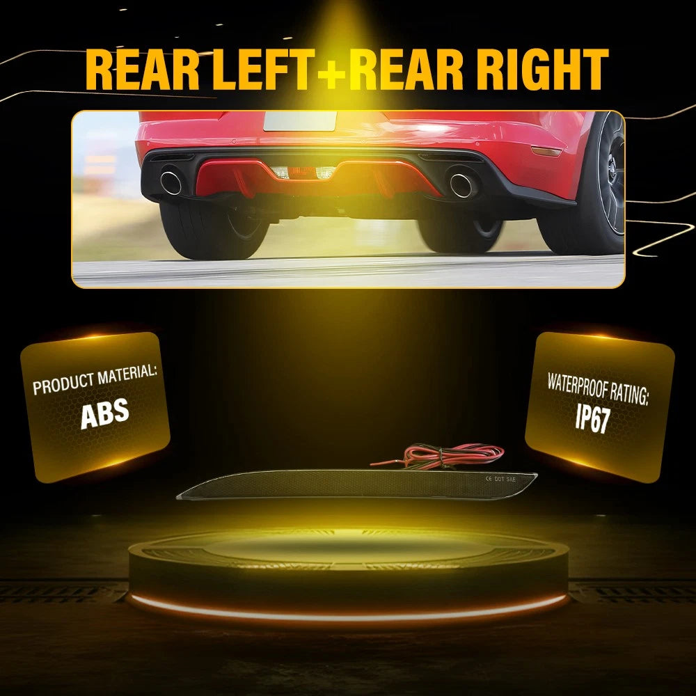2X Smoked Red LED Rear Bumper Reflector Lights for Ford Mustang (2015–2017)