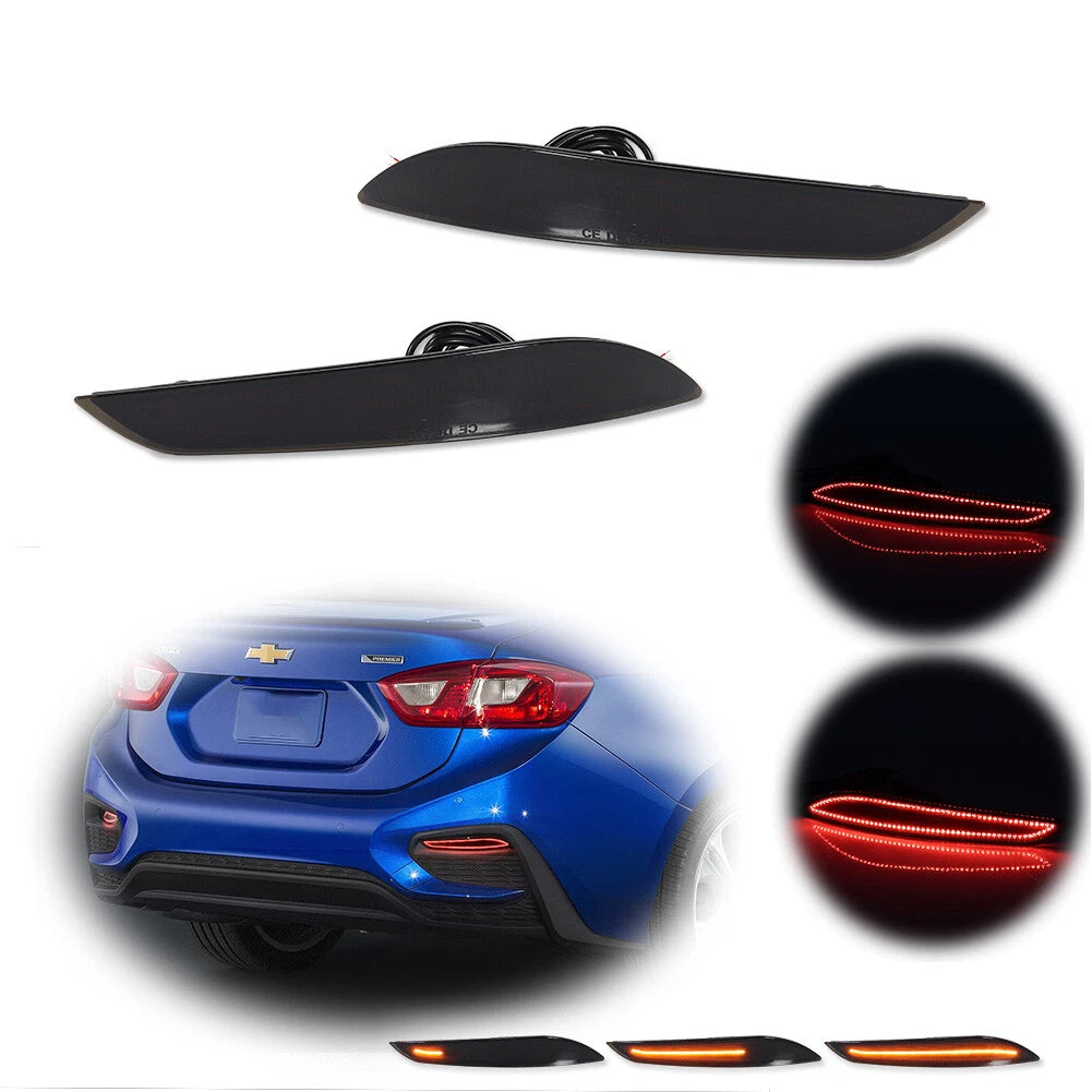 3-in-1 Rear Tail Fog Light Sequential Turn Signal Smoked for Chevy Cruze