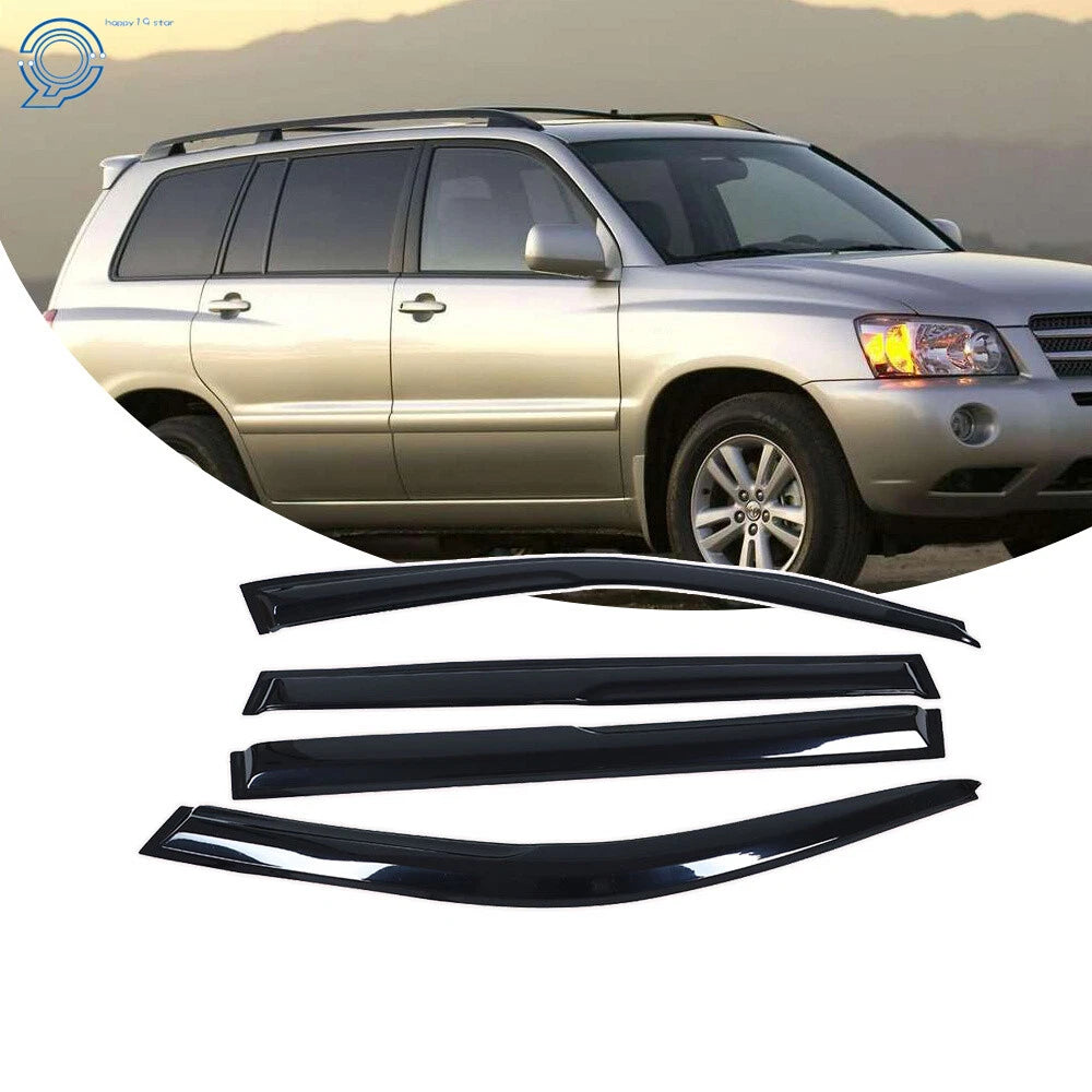 Set of 4 Window Visors for Toyota Highlander (2001–2007) Smoke Vent Guard