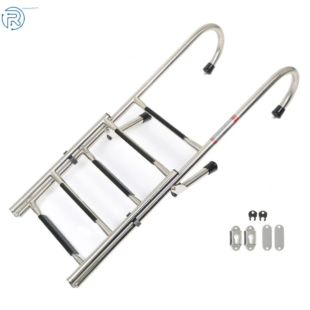 2-Step Stainless Steel Folding Ladder for Universal Use (400 lb Limit)