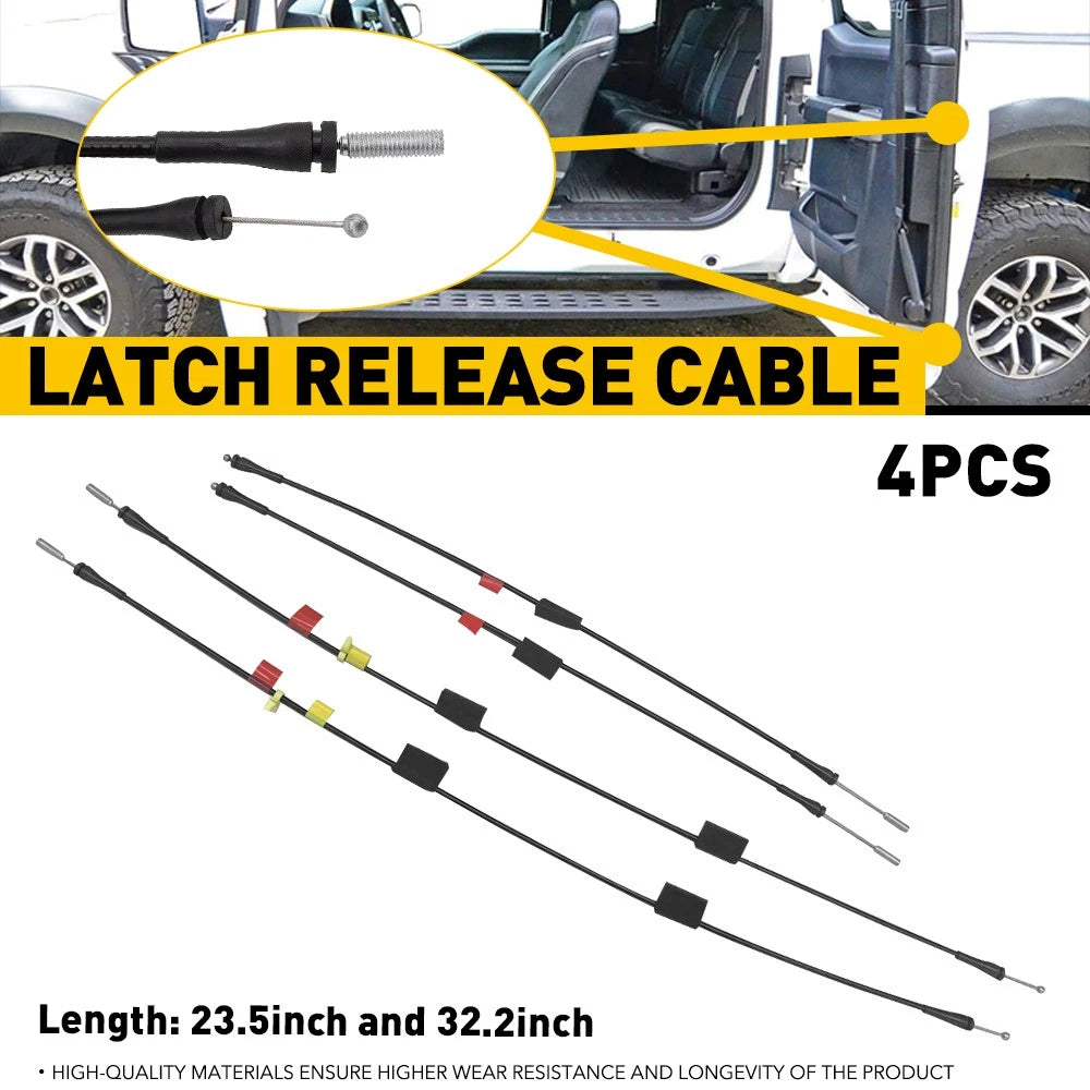 4X Rear Upper & Lower Cargo Door Latch Release Cables for Ford F150 (2004)