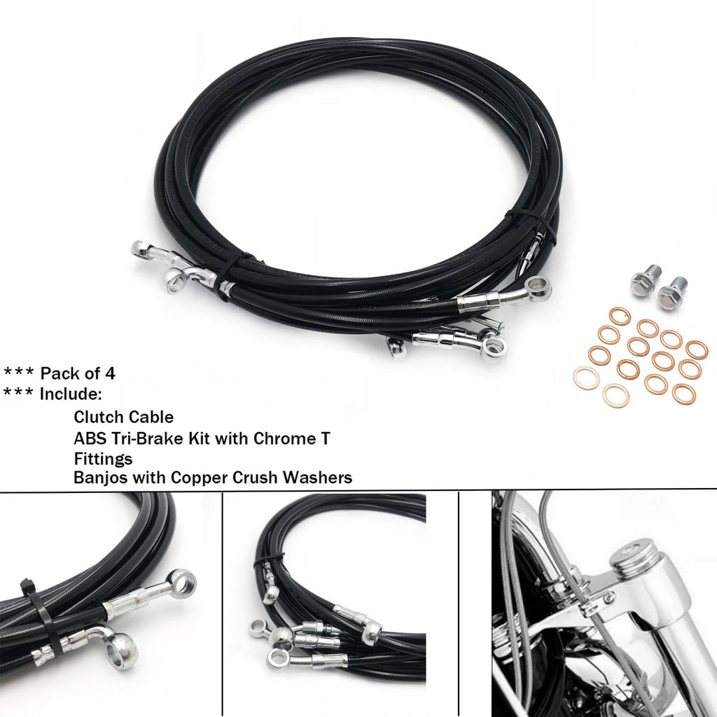 Ape Cable Kit for Harley Touring ABS Models (2014–2020) - Black Nylon 14" 15" 16"