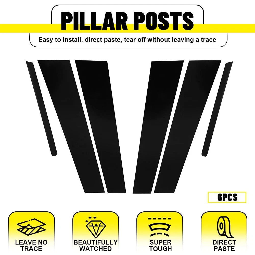 Set of 4 Gloss Black Pillar Posts for Kia Optima (2011–2015)