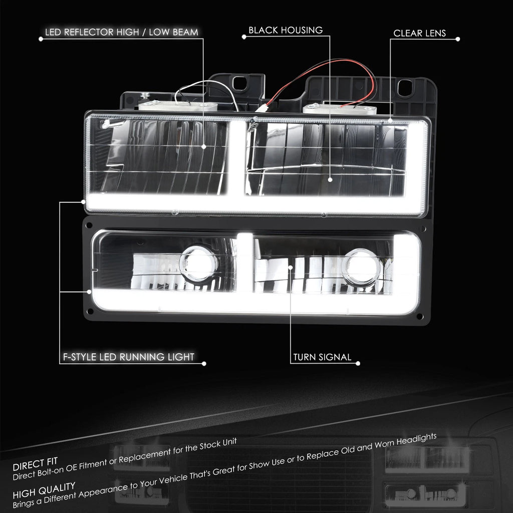 LED Headlight & Bumper Turn Signal Lamps for Chevy GMC C/K (1988–2000)