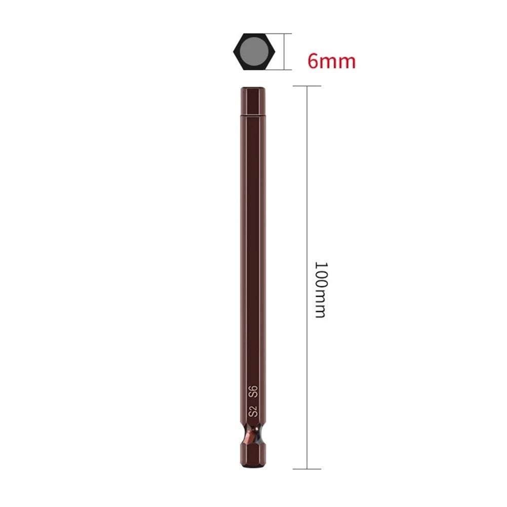 Magnetic Hex Screwdriver Bits Set of 10 - 100mm Length