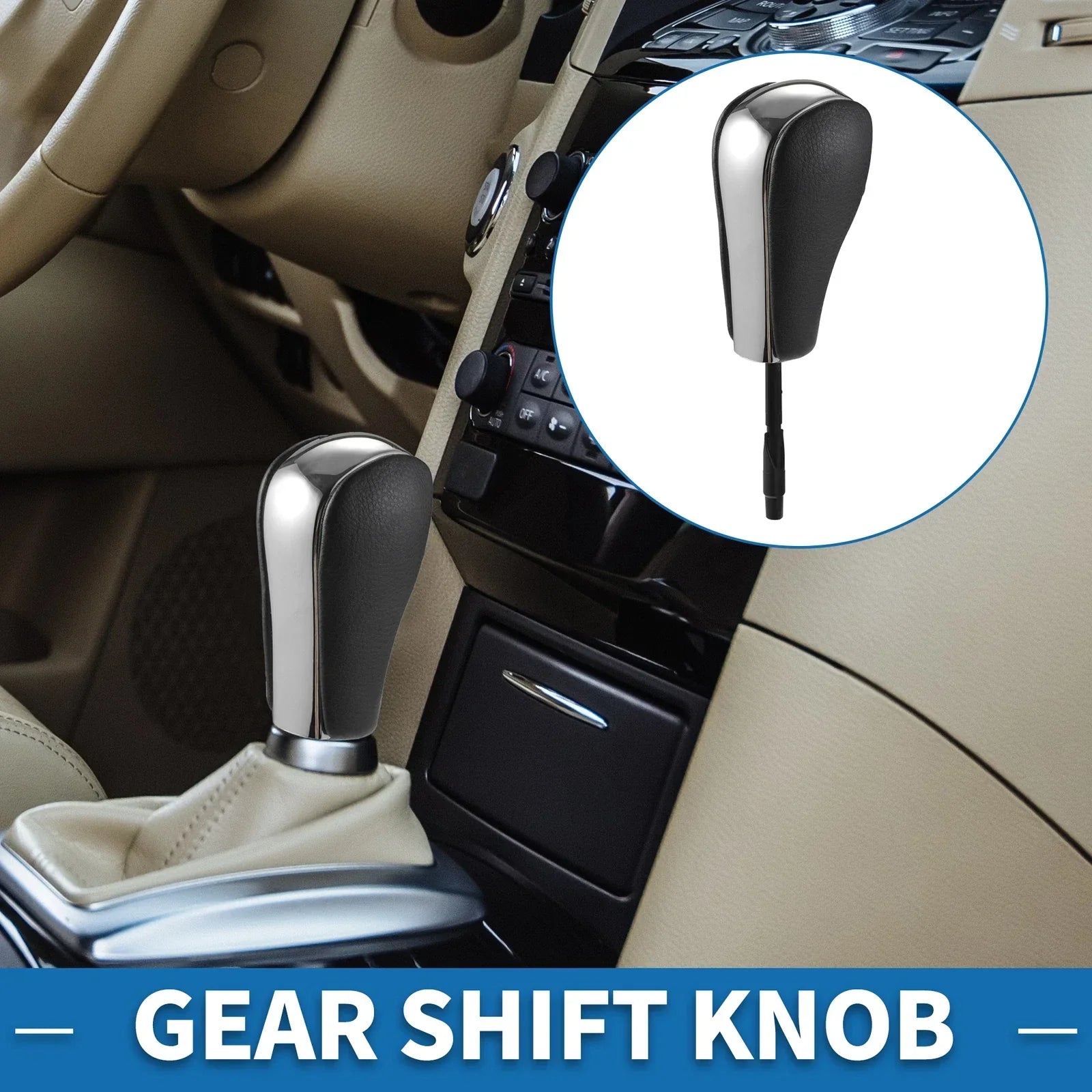 Gear Shifter Knob for BMW 1 Series E81 (2006-2011) Faux Leather Chrome